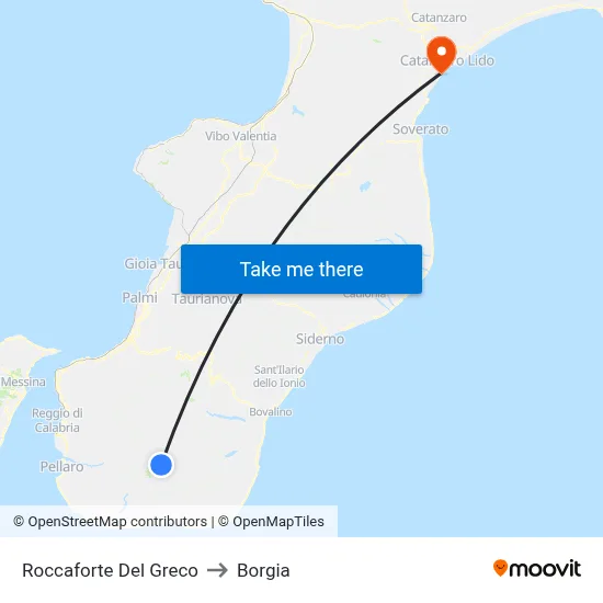 Roccaforte Del Greco to Borgia map