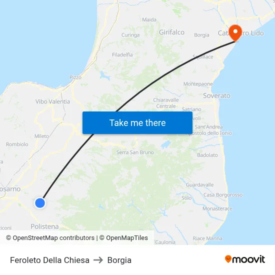Feroleto Della Chiesa to Borgia map
