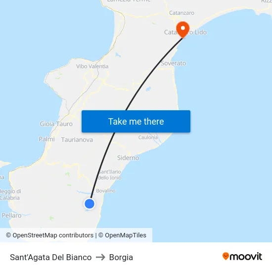 Sant'Agata Del Bianco to Borgia map