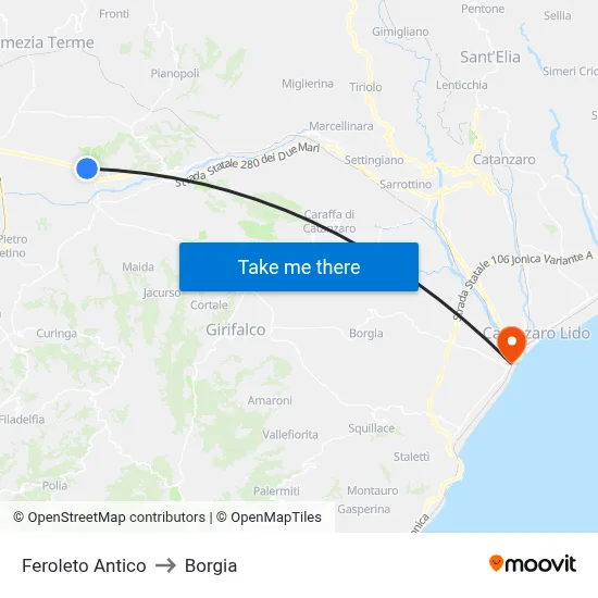Feroleto Antico to Borgia map