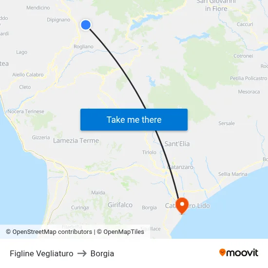 Figline Vegliaturo to Borgia map