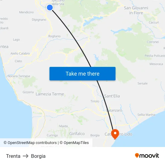Trenta to Borgia map