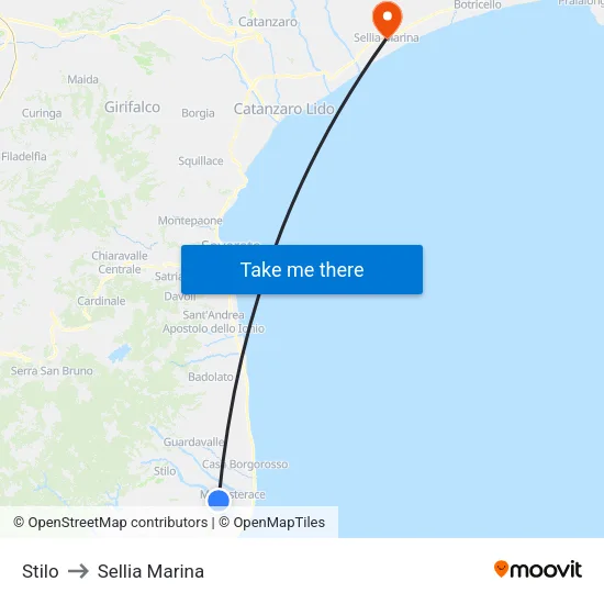 Stilo to Sellia Marina map