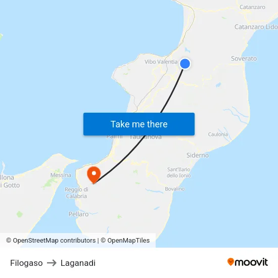 Filogaso to Laganadi map