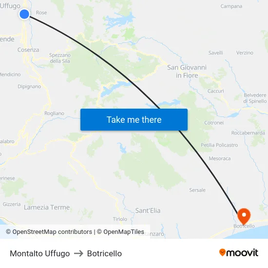 Montalto Uffugo to Botricello map