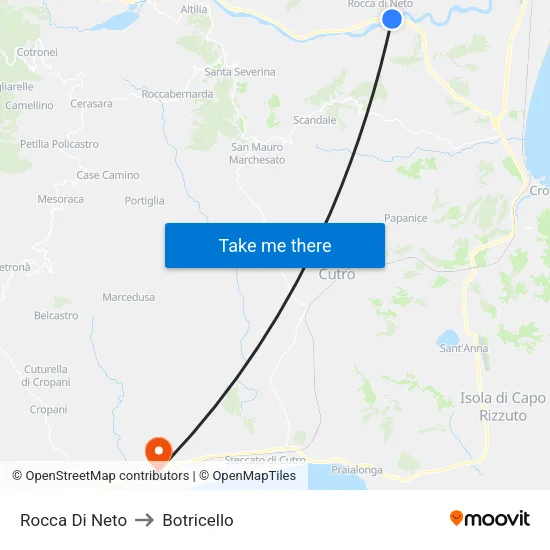 Rocca Di Neto to Botricello map