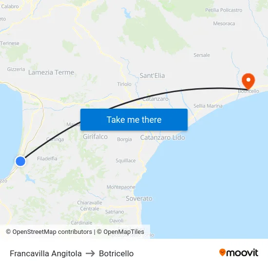 Francavilla Angitola to Botricello map