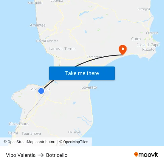 Vibo Valentia to Botricello map