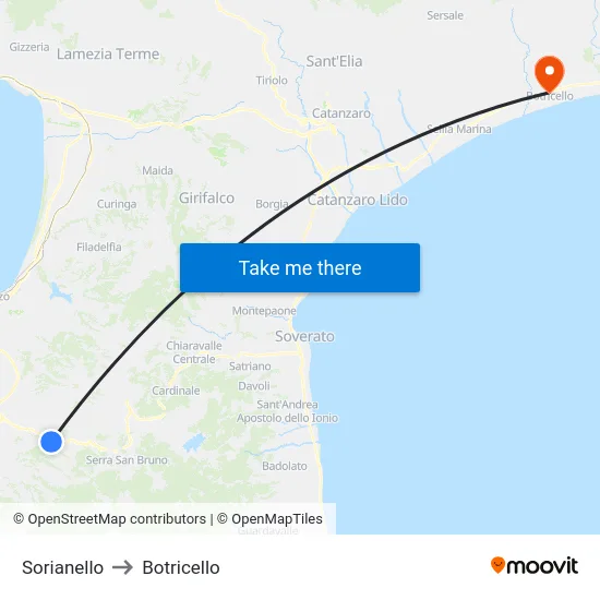 Sorianello to Botricello map
