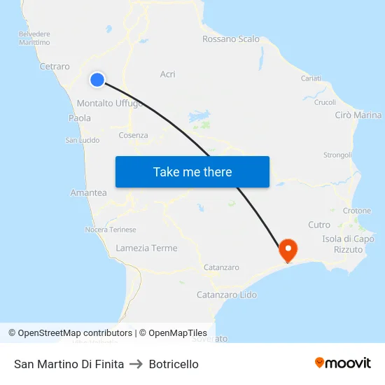 San Martino Di Finita to Botricello map