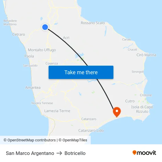 San Marco Argentano to Botricello map