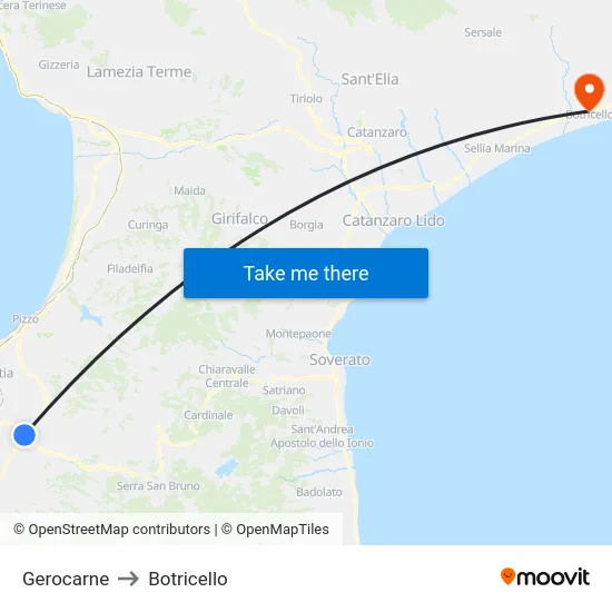 Gerocarne to Botricello map