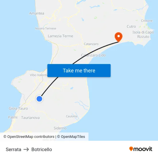 Serrata to Botricello map