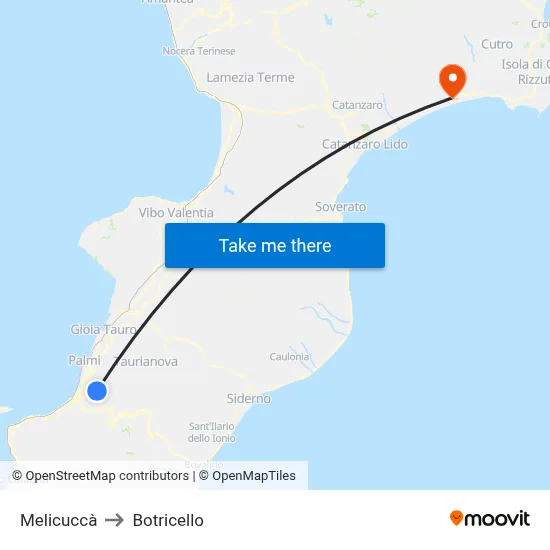 Melicuccà to Botricello map