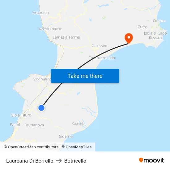 Laureana Di Borrello to Botricello map