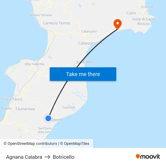 Agnana Calabra to Botricello map