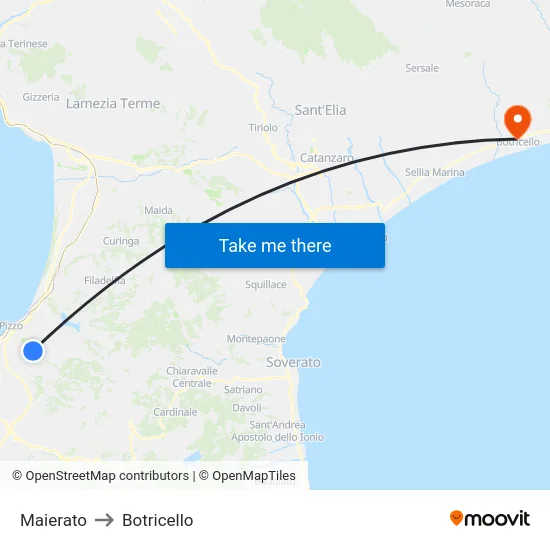 Maierato to Botricello map