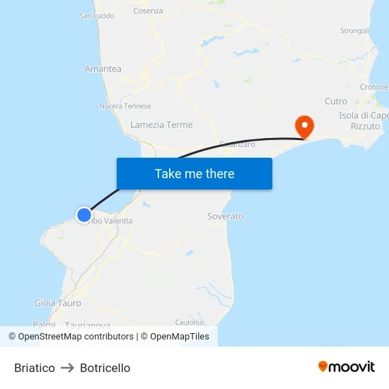 Briatico to Botricello map