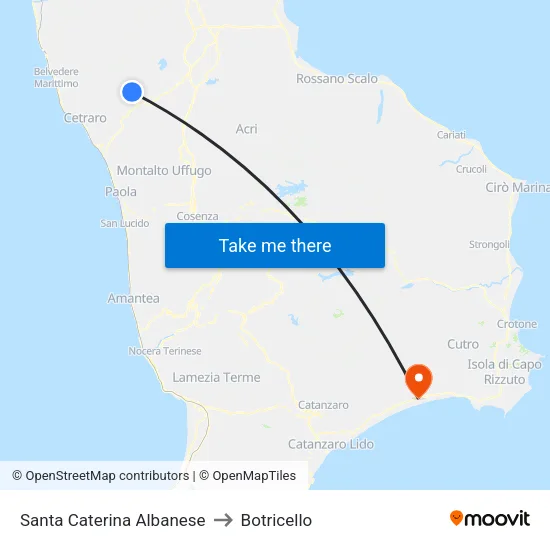 Santa Caterina Albanese to Botricello map
