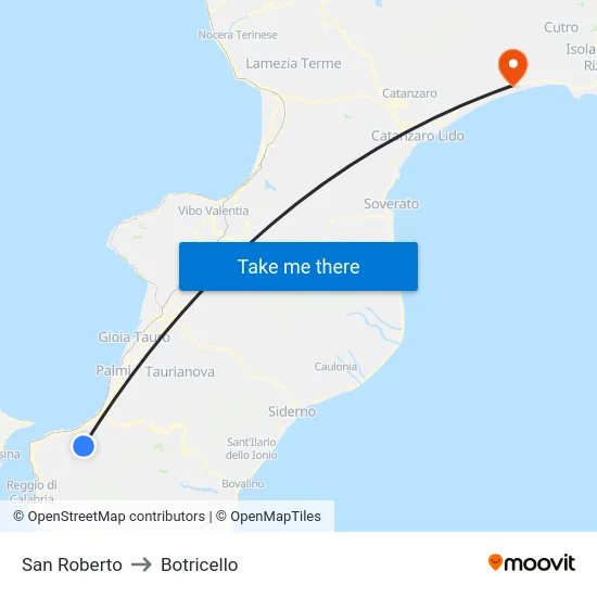 San Roberto to Botricello map