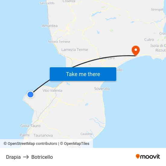 Drapia to Botricello map