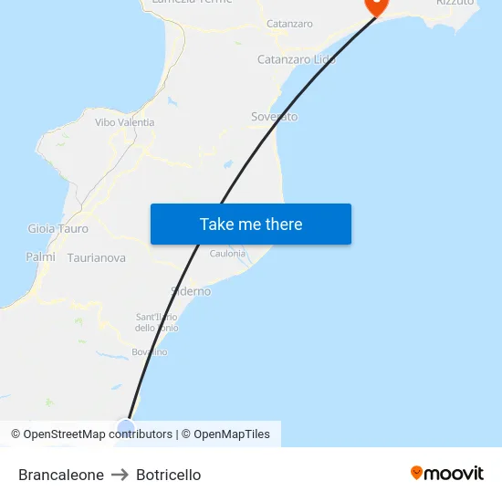 Brancaleone to Botricello map