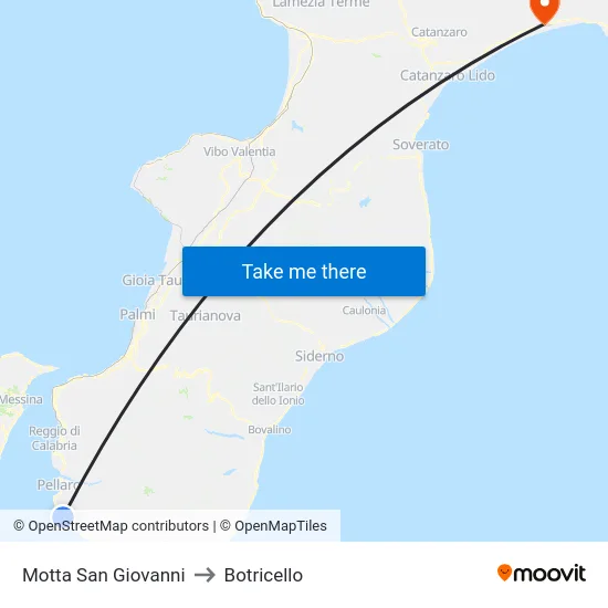 Motta San Giovanni to Botricello map
