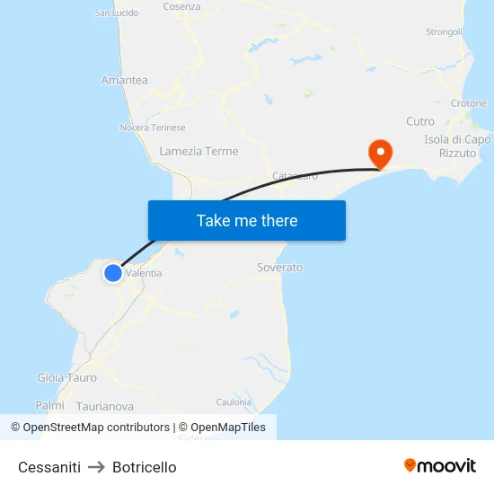 Cessaniti to Botricello map