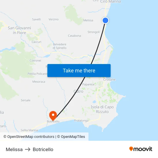 Melissa to Botricello map