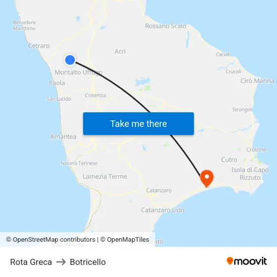 Rota Greca to Botricello map