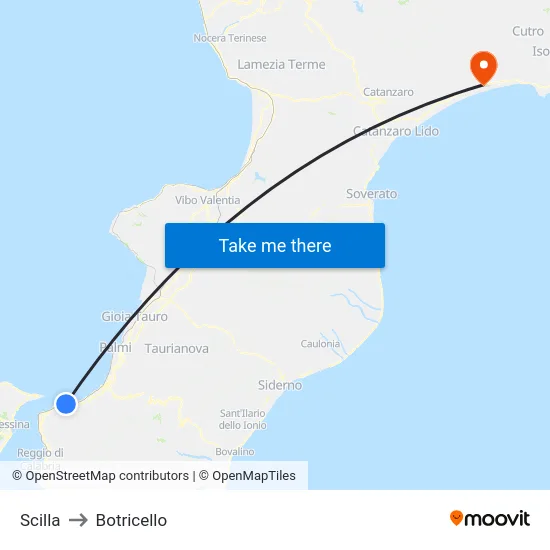 Scilla to Botricello map