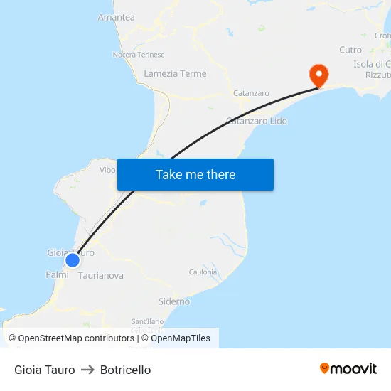 Gioia Tauro to Botricello map