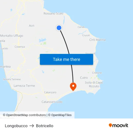 Longobucco to Botricello map