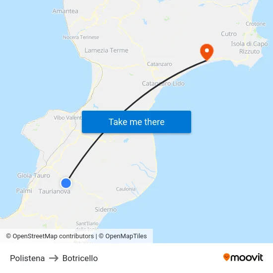 Polistena to Botricello map