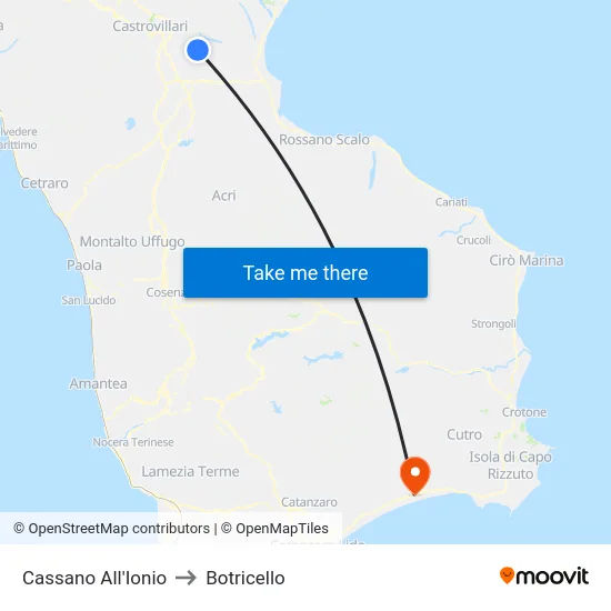 Cassano All'Ionio to Botricello map