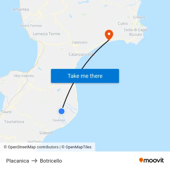 Placanica to Botricello map