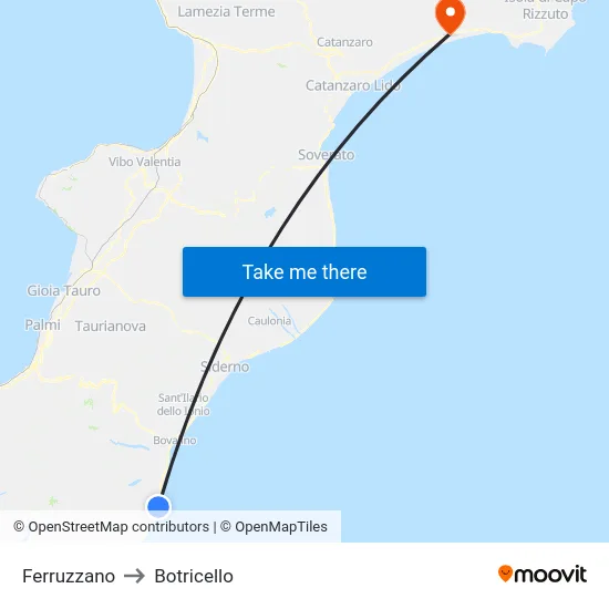 Ferruzzano to Botricello map