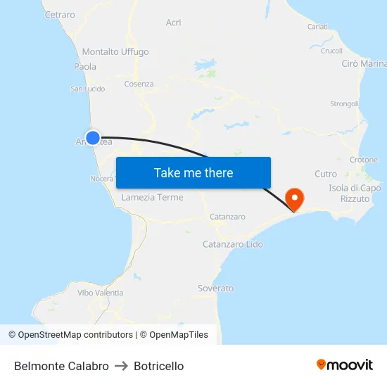 Belmonte Calabro to Botricello map