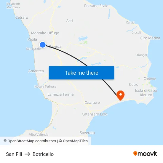 San Fili to Botricello map