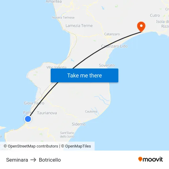 Seminara to Botricello map