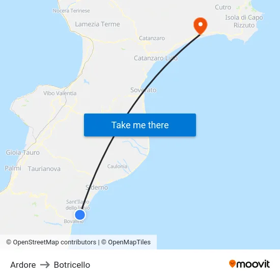 Ardore to Botricello map