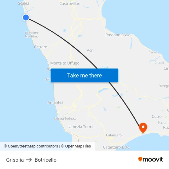 Grisolia to Botricello map