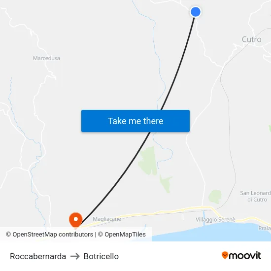 Roccabernarda to Botricello map