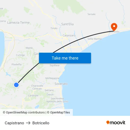Capistrano to Botricello map