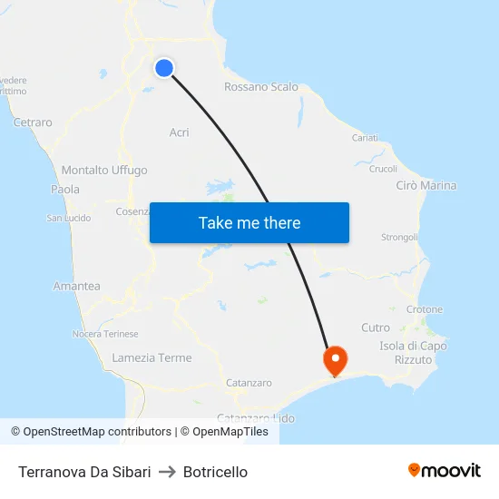 Terranova Da Sibari to Botricello map