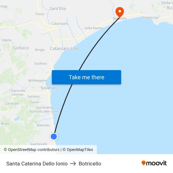 Santa Caterina Dello Ionio to Botricello map