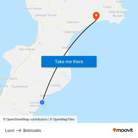 Locri to Botricello map
