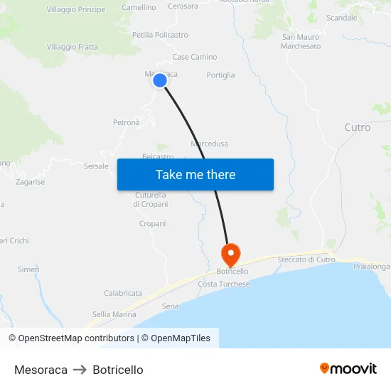 Mesoraca to Botricello map