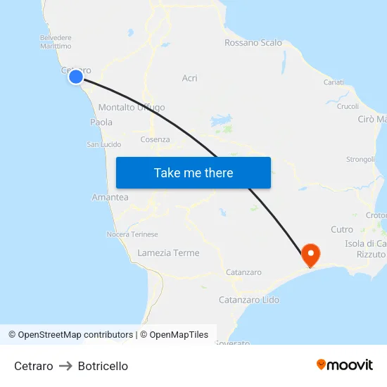 Cetraro to Botricello map