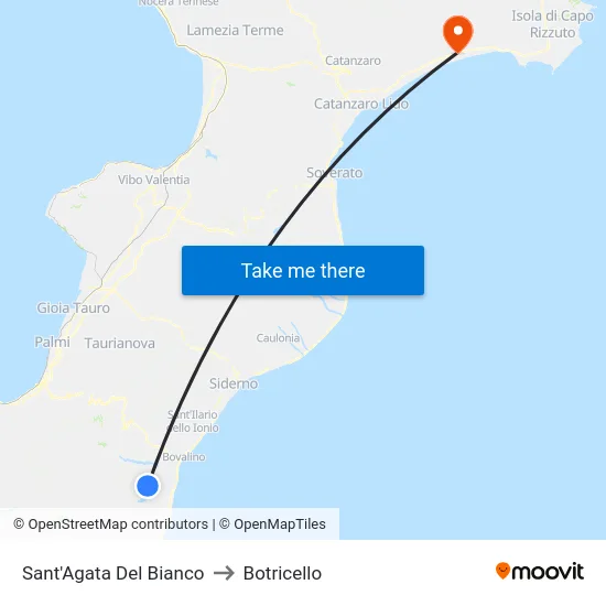 Sant'Agata Del Bianco to Botricello map